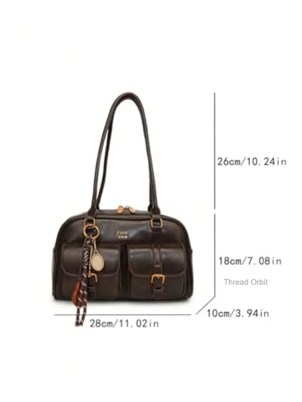 PU Leather Shoulder Bag Tote Hobo Handbag with Zipper Multiple Pockets
